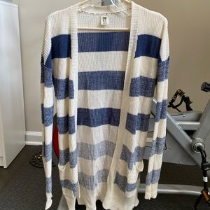 Blue and White Striped Duster